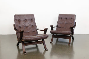 Pair MC Leather Sling Chairs