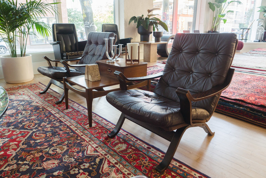 Pair MC Leather Sling Chairs