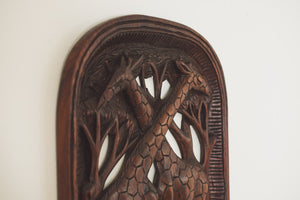 Carved Wood Giraffe Art