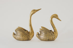 Vintage Brass Swan Planters