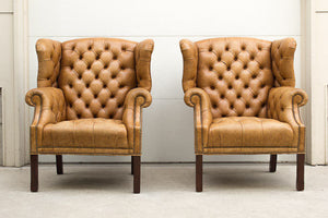 Tufted Leather Wingback Set