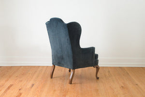 Blue Velvet Wing Chair