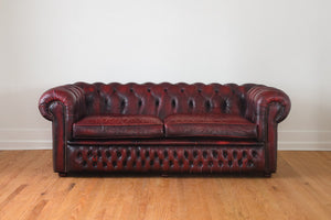 English Red Leather Chesterfield