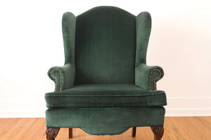 Emerald Velvet Wing Chair
