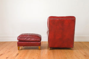 Red Leather Chair & Ottoman