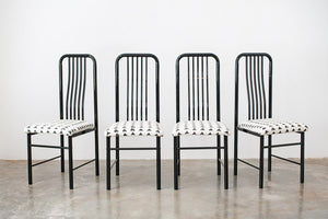 Metal Mud Cloth Dining Chairs