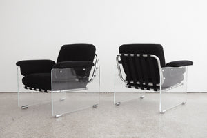 Lucite & Velvet Argenta Chairs
