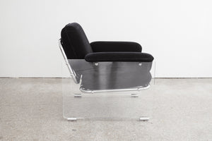 Lucite & Velvet Argenta Chairs