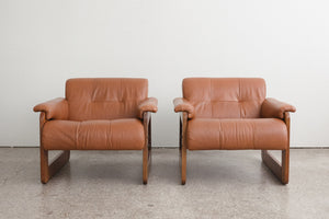 Pair Mid Century Leather Chairs