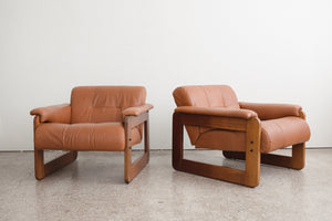 Pair Mid Century Leather Chairs
