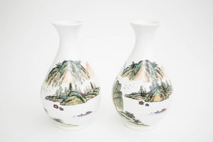 Pair Vintage Landscape Vases