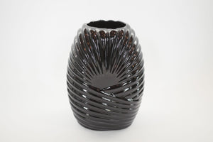 Black Ribbed Vase
