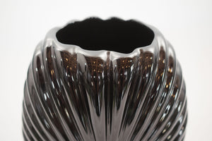 Black Ribbed Vase