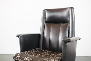 Pair Leather and Mud Cloth Chairs
