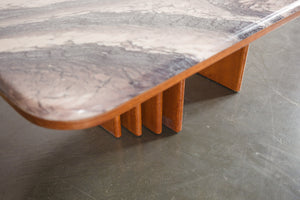 Teak and Faux Stone Coffee Table