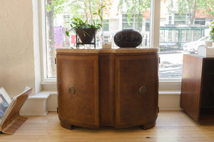 Burl and Travertine Cabinet