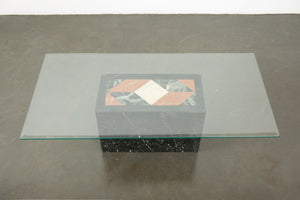 Marble Inlay Pedestal Coffee Table