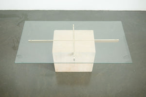 Gold and Travertine Coffee Table