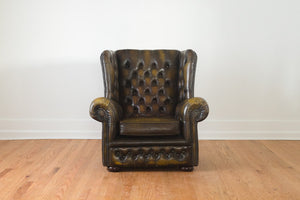 Vintage Tufted Leather Wingback