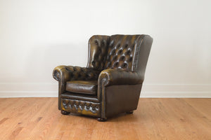 Vintage Tufted Leather Wingback