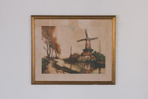Vintage Dutch Windmill Print