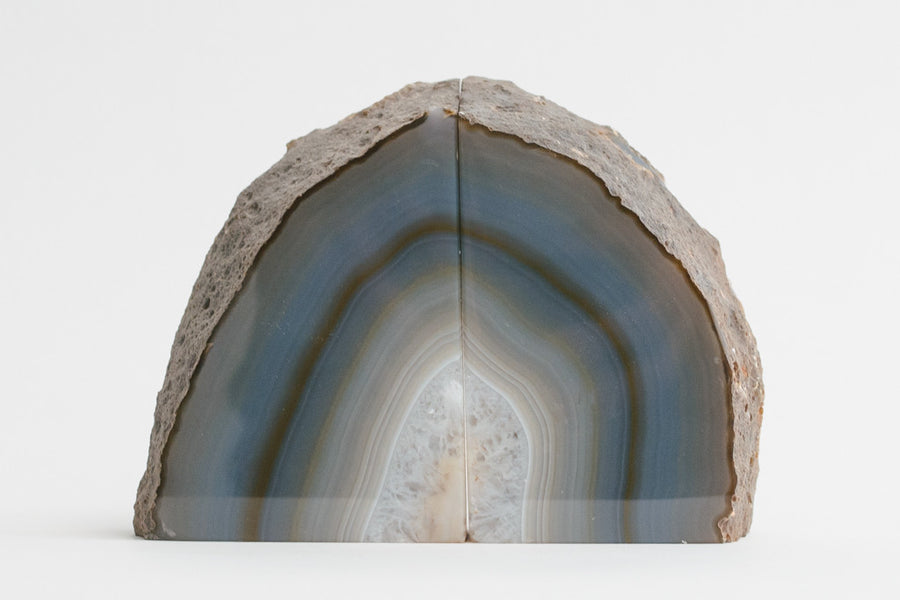 Blue Agate Bookends