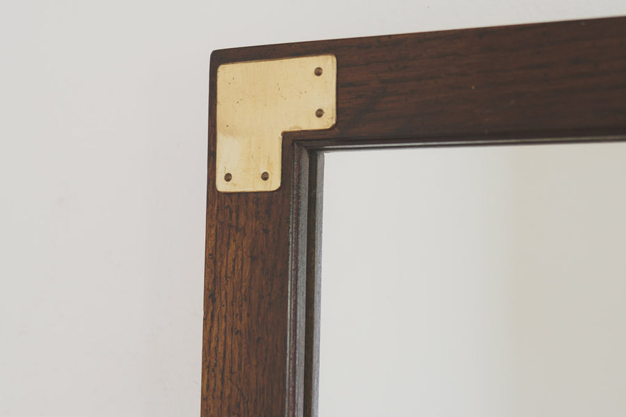 Vintage Walnut Campaign Style Mirror