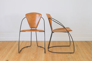 Minimalist Leather & Wire Chairs