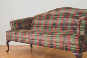 Plaid Camelback Sofa