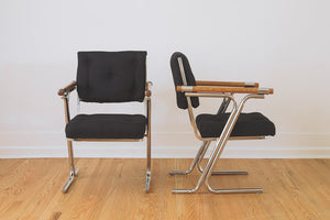 MCM Chrome & Wood Chairs