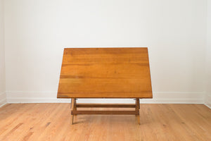 Industrial Oak Draftsman's Table