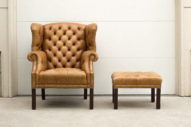 Tufted Leather Wingback Set