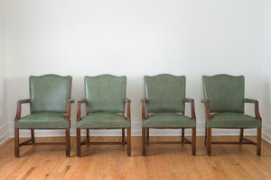Stow Davis Green Leather Chairs
