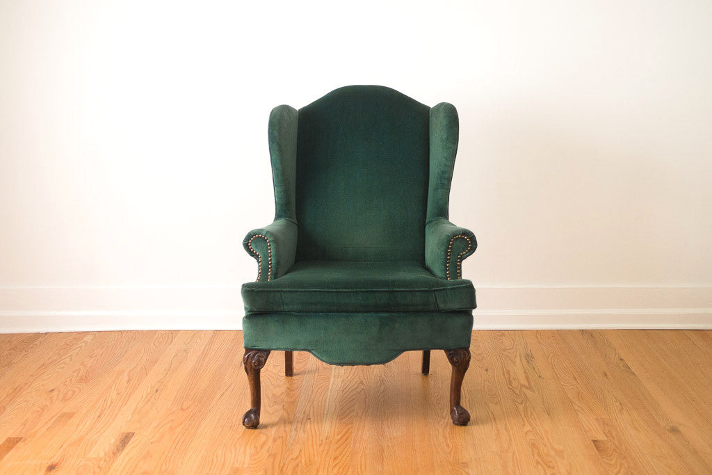Emerald Velvet Wing Chair - Homestead Seattle