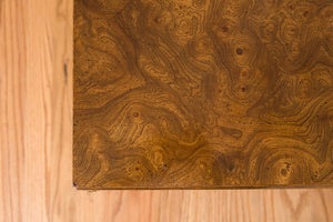 Burl Wood & Brass Coffee Table