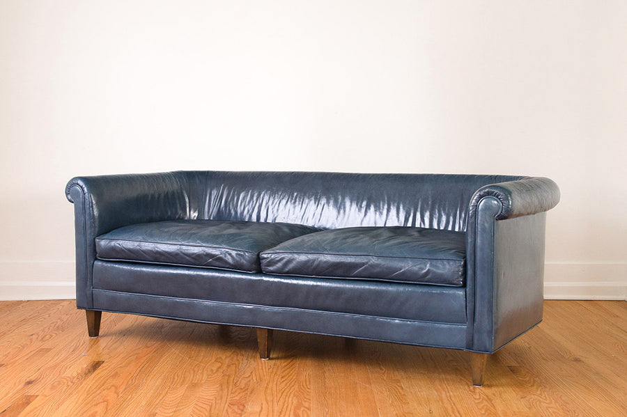 Navy Leather Chesterfield