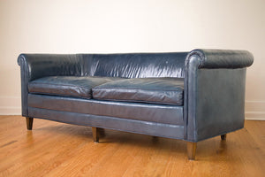 Navy Leather Chesterfield