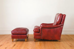 Red Leather Chair & Ottoman
