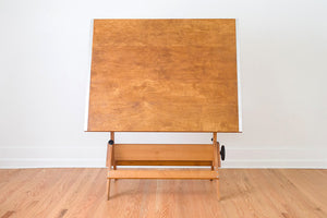 Large Oak Draftsman's Table