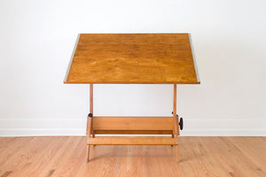 Large Oak Draftsman's Table