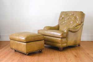 Mustard Leather Chair & Ottoman