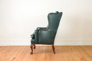 Green Leather Wing Chair
