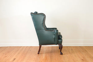 Green Leather Wing Chair
