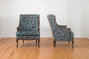 Teal Floral Tufted Chairs